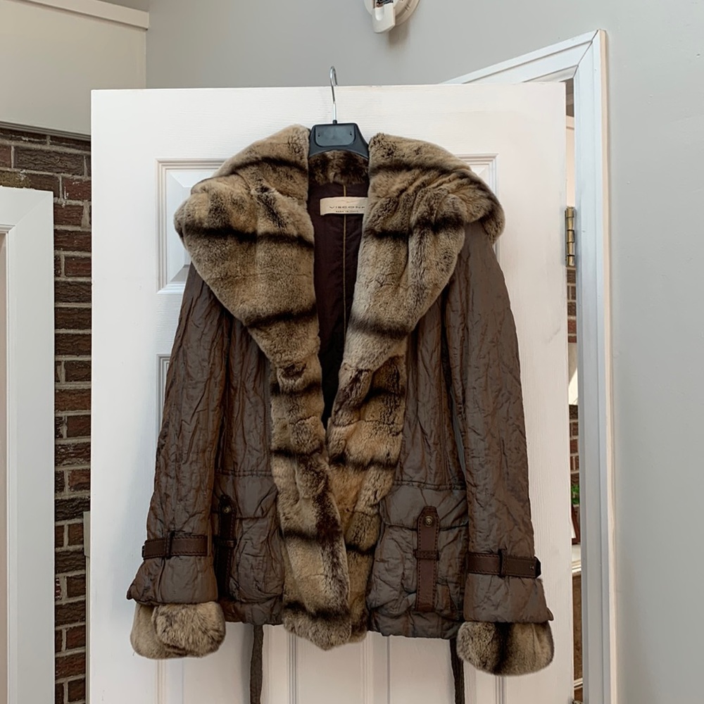 Visconti real fur collar jacket size 42
